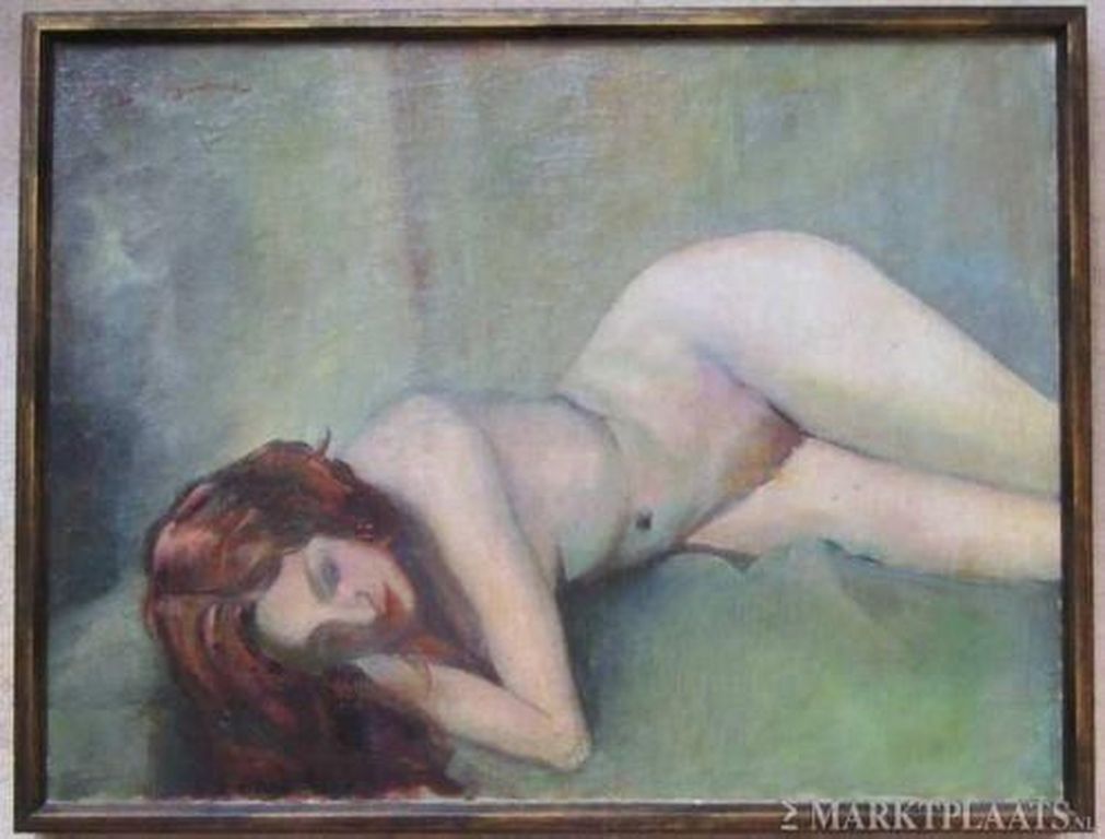 ==George Hogerwaard 1878-1938 == liggend vrouwelijk naakt ==olieverf op doek kopen? Bied vanaf 900!