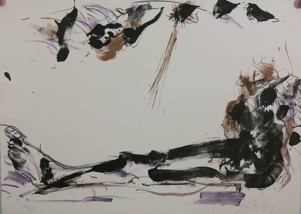 GER LATASTER. Zeer mooie zeefdruk: HET BEEN. 1992. Oplage 75 verkocht voor € 175!