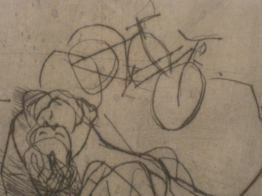Zeldzame 1/9  Ger Lataster ets "verliefd stel met fiets" gesigneerd 1955  kopen? Bied vanaf 1!