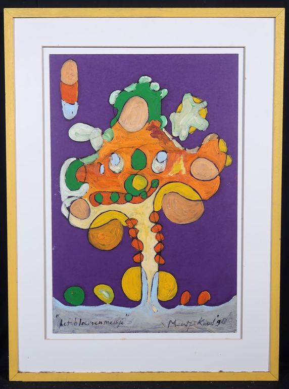 Meertje Kaal: Olieverf op papier, Het bloemen meisje - Ingelijst kopen? Bied vanaf 1!