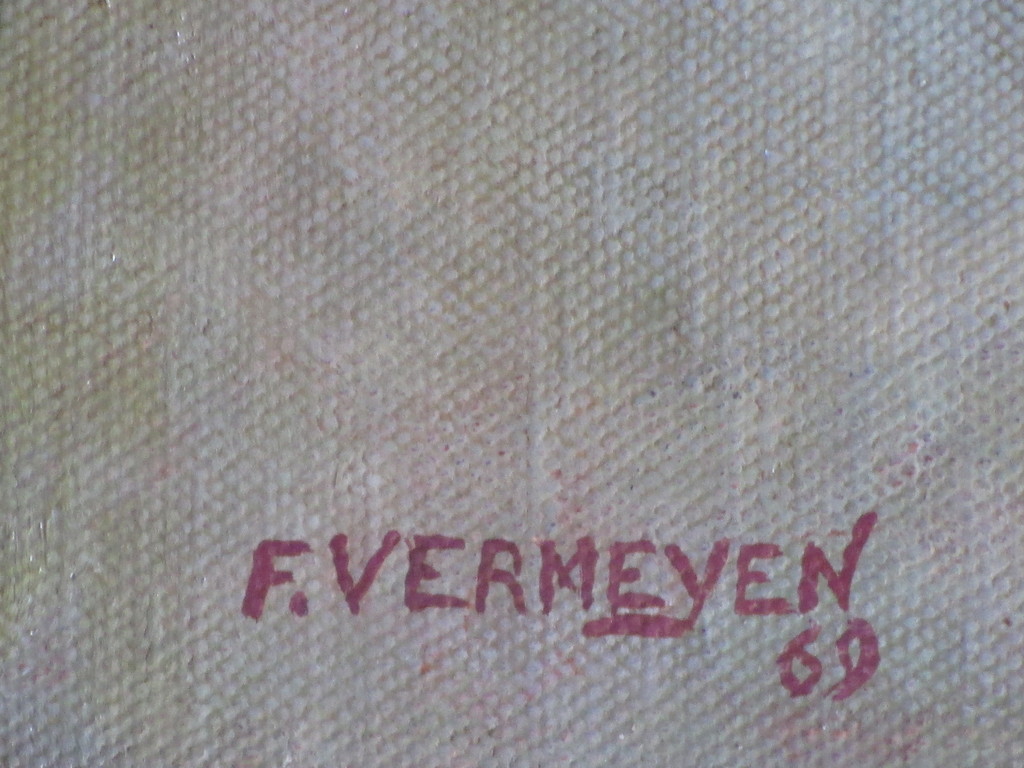 F. Vermeyen, Stadshaven met schepen en paarden, Olieverf op doek kopen? Bied vanaf 1!