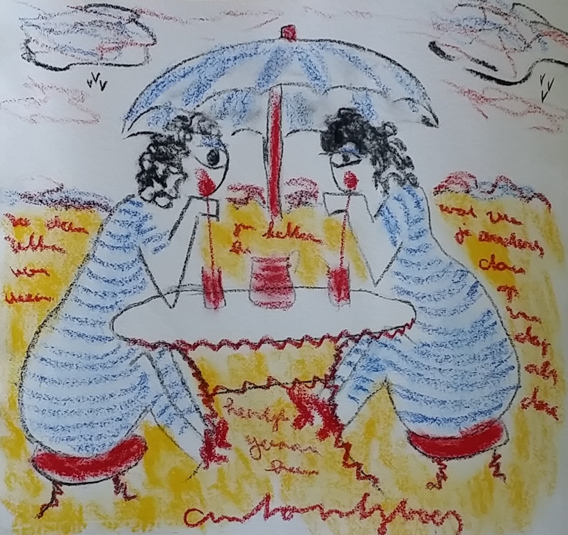 Anton Heyboer - Pastel op papier met veel teksten kopen? Bied vanaf 175!