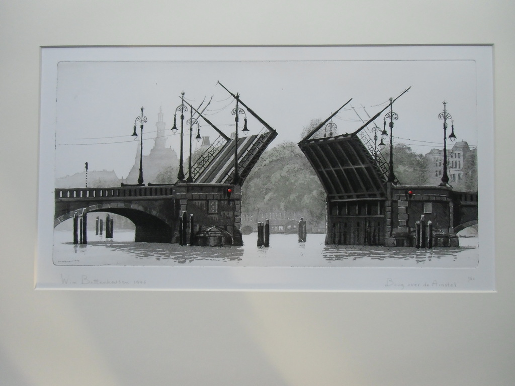 BRUG OVER DE AMSTEL / ETS-AQUATINT VAN WIM BETTENHAUSEN verkocht voor € 100!
