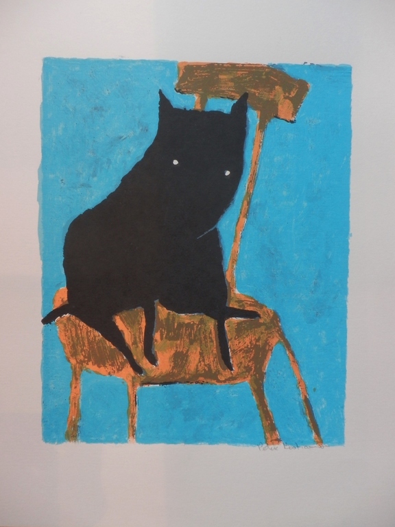 PETER BASTIAANSSEN Zeefdruk BLUE CAT Handgesigneerd verkocht voor € 64!
