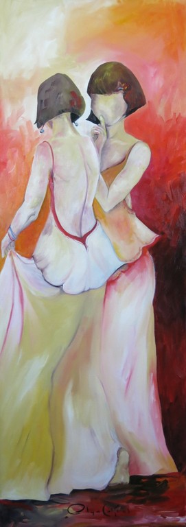 Olga Colje: Acryl op doek, Vrouwen II (Afwijkend formaat) kopen? Bied vanaf 80!