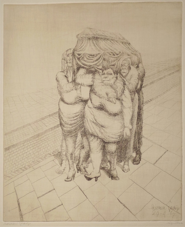 Herman Gordijn: Ets, Begrafenis, Gesigneerd,1967 kopen? Bied vanaf 225!