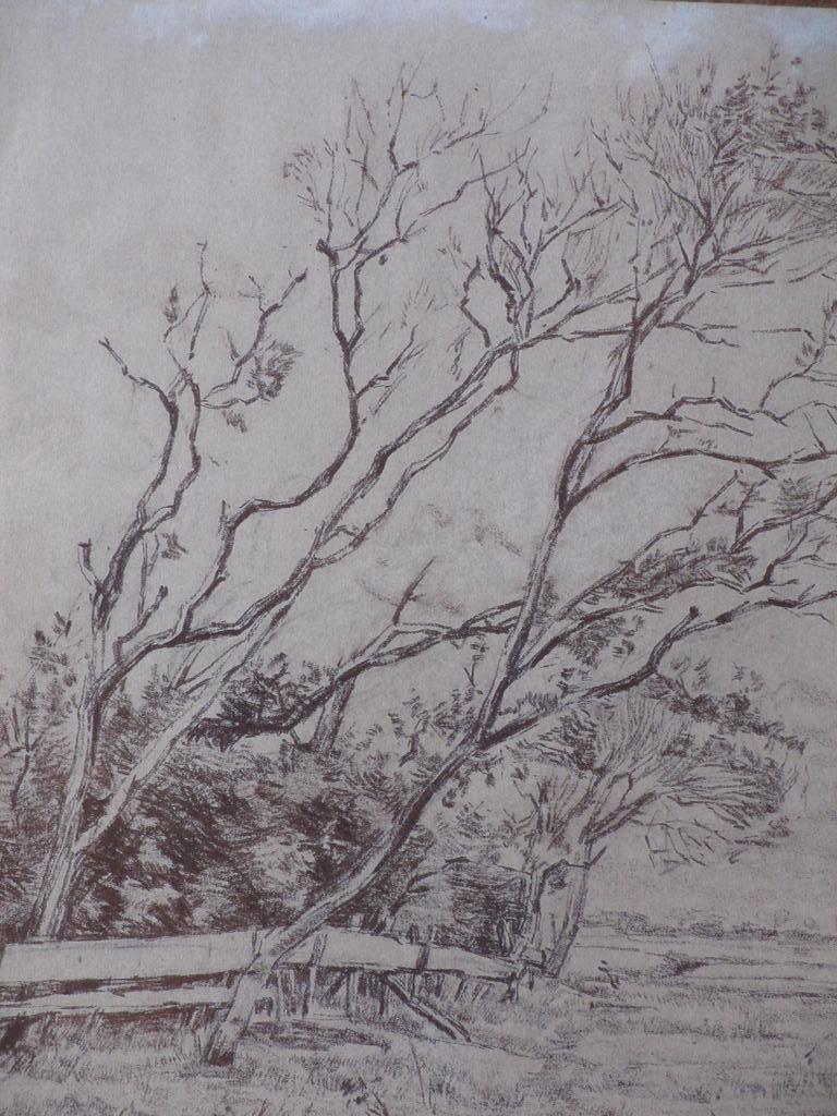 Pieter de Zwart, Winderig landschap, Tekening kopen? Bied vanaf 1!