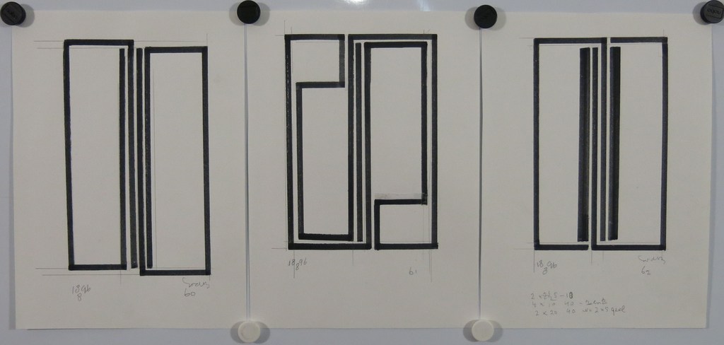 Siep van den Berg: 3 Tekeningen, Abstracte composities verkocht voor € 82!