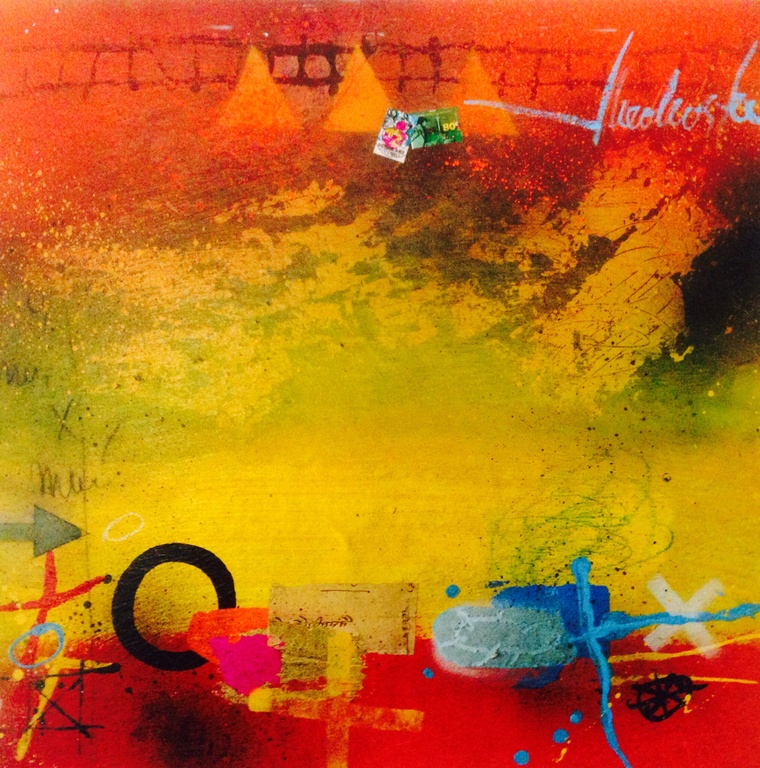 Theo koster, gemengde techniek, slow train verkocht voor € 55!