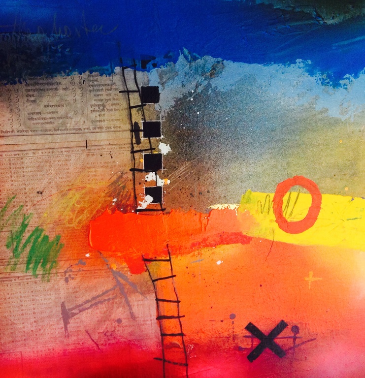 Theo koster , schilderij gemengde techniek , stairway to heaven. verkocht voor € 260!