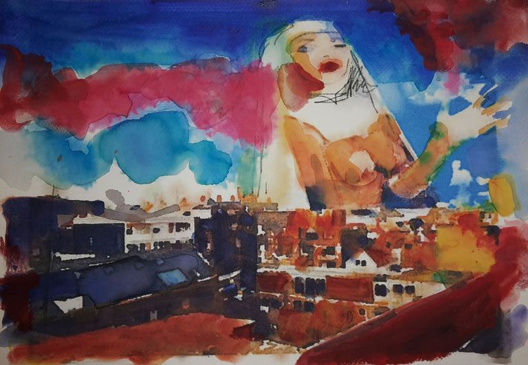 Peter Klashorst - gemengde techniek op aquarel papier - Sexy non kopen? Bied vanaf 70!
