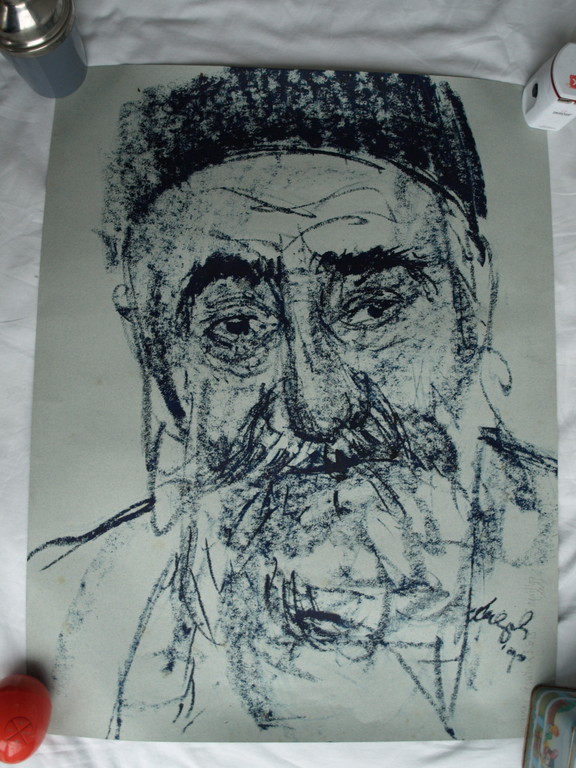 Ralph Prins : Tekening , Rabbijn – gesigneerd – 1990 kopen? Bied vanaf 1!