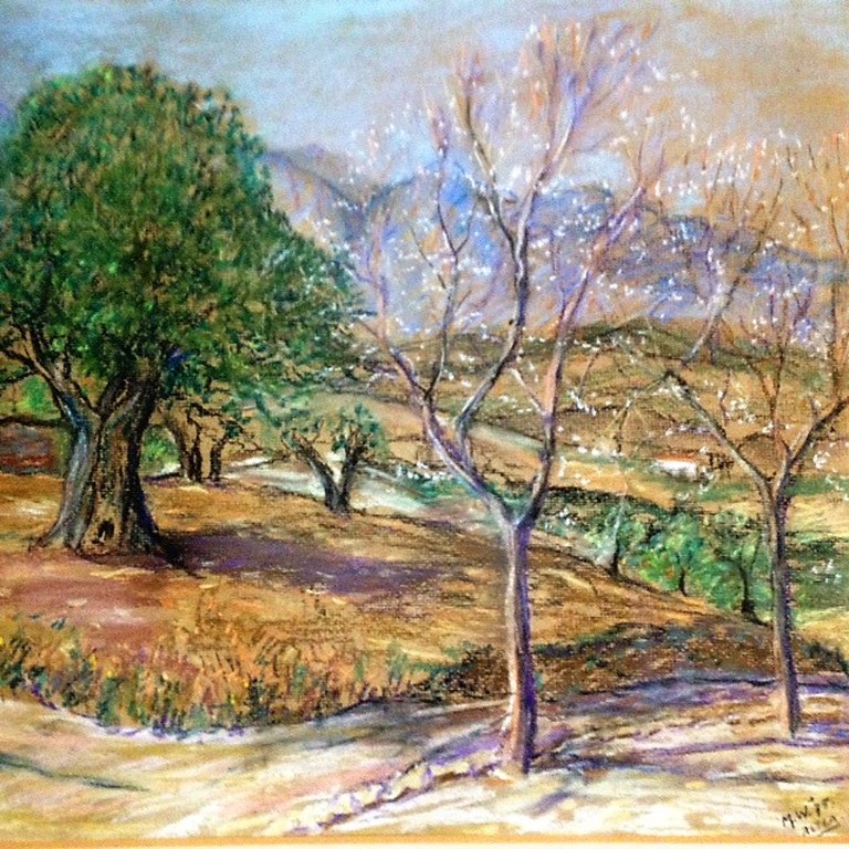 Onbekende kunstenaar (alleen monogram M.W.), pastel, landschap in Spanje kopen? Bied vanaf 25!