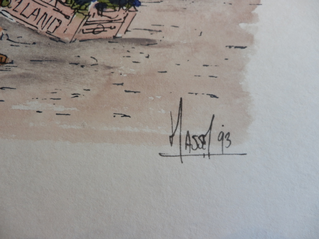 AD van HASSEL  Ingekleurde AQUAREL  BLOEMENMARKT ADAM kopen? Bied vanaf 30!