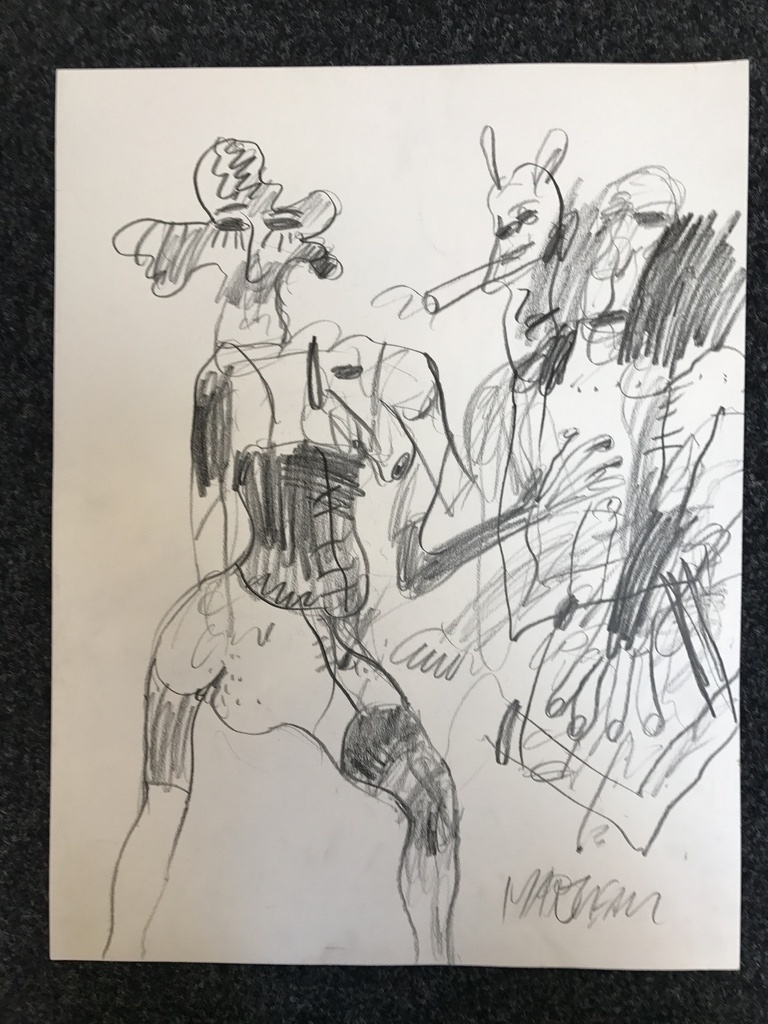 Anton Martineau ( CoBrA ) Prachtige tekening Voorstudie verkocht voor € 50!