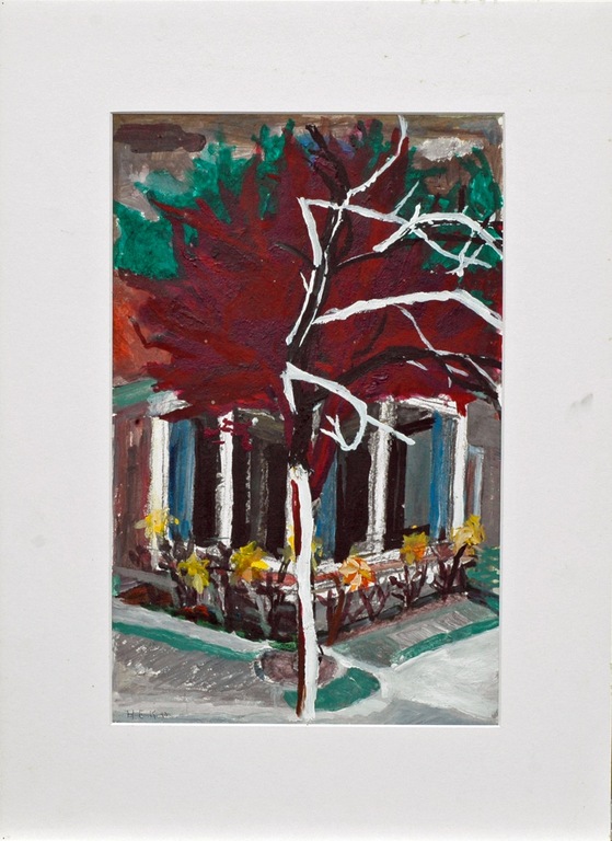 Hans Ebeling Koning, verf op papier, Prunus verkocht voor € 60!