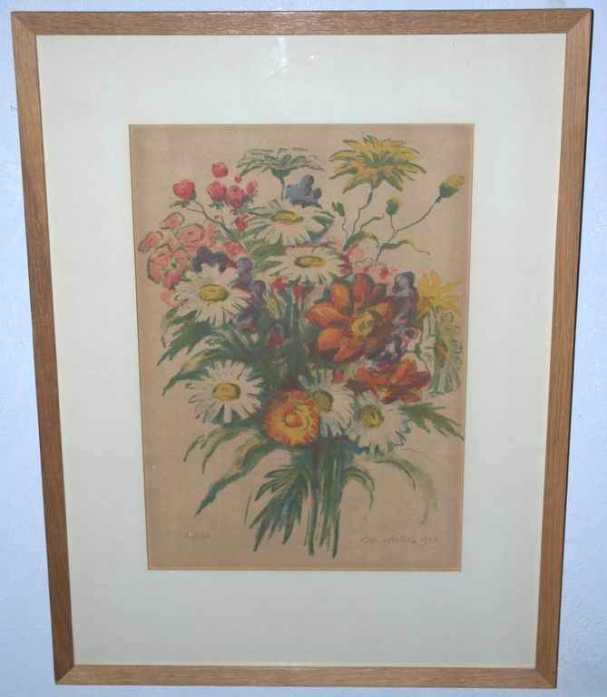 Bos wilde bloemen - litho uit 1963 - gesigneerd in potlood  kopen? Bied vanaf 35!
