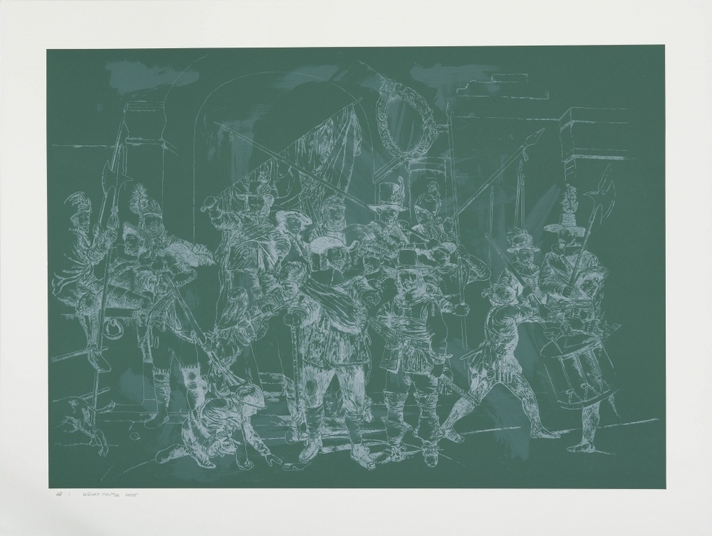 Aldert Mantje - 3 kleuren Zeefdruk - Nachtwacht 2 ½ minuut  kopen? Bied vanaf 150!