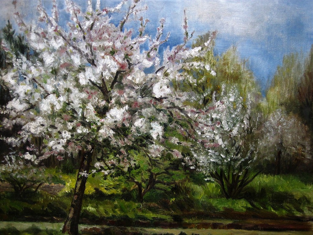 Alex C Rosemeier olieverf 1888-1992 "Bloesembomen in de Betuwe" gesigneerd  kopen? Bied vanaf 1!