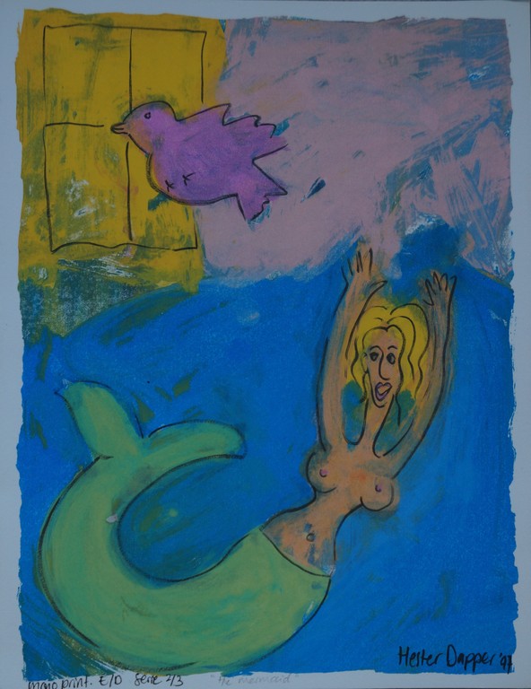 Hester van Dapperen - gesigneerde monoprint zeefdruk - the mermaid kopen? Bied vanaf 1!