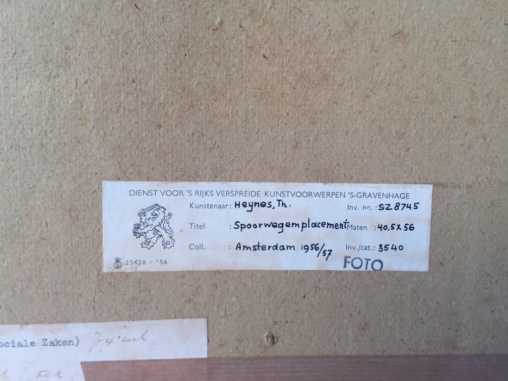 Theodor Heynes - (inkt)tekening 40,5 x 56 cm 1965 - Spoorwegemplacement kopen? Bied vanaf 1!