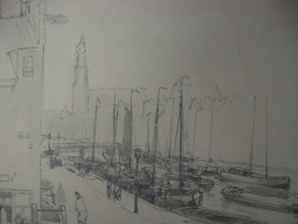 Fraaie potloodtekening G.LKiers 1838-1916 "Amsterdam Prinsengracht Westertoren" kopen? Bied vanaf 1!