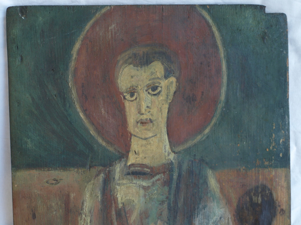 Onbekend : Olieverf op paneel, Religieuze voorstelling met halo kopen? Bied vanaf 1!