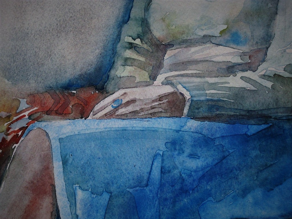 Vroeg bijna Kubistisch aquarel van Haarlemse Vijftiger Poppe Damave 1921-1988  kopen? Bied vanaf 1!