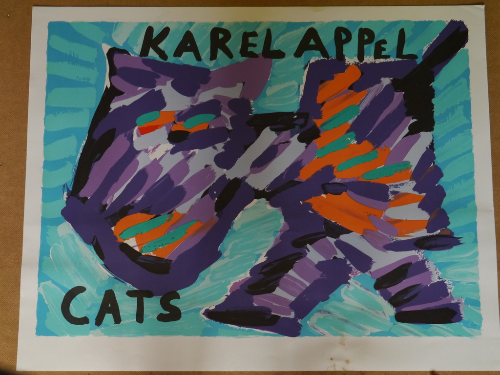 Karel Appel : Kleuren lithografie ,CATS kopen? Bied vanaf 125!