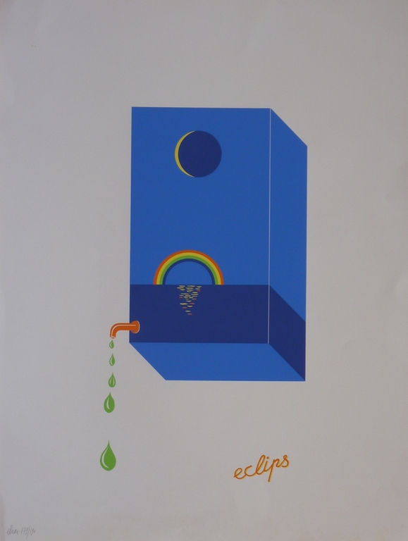 Etienne Elias – Eclips - Zeefdruk - 1970 - gesigneerd verkocht voor € 55!
