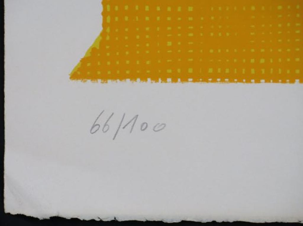 Onbekend gesigneerd: Zeefdruk, Gele pilaar kopen? Bied vanaf 1!