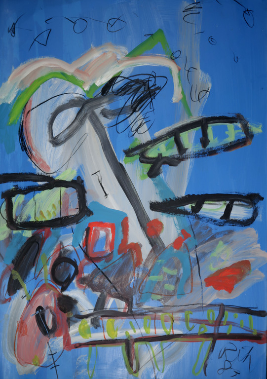 Rik van Iersel: Acryl op papier, Z.T. (Groot) verkocht voor € 150!