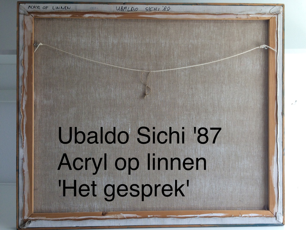 Ubaldo Sichi: Acryl op linnen: Gesprek kopen? Bied vanaf 200!