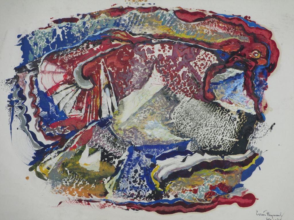 Louis Heymans, Maritieme abstractie, Olieverf op papier verkocht voor € 85!