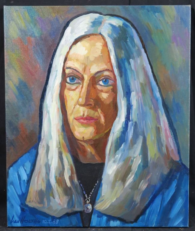 Jan van Holthe: Olieverf op doek, Portrait Marja verkocht voor € 50!