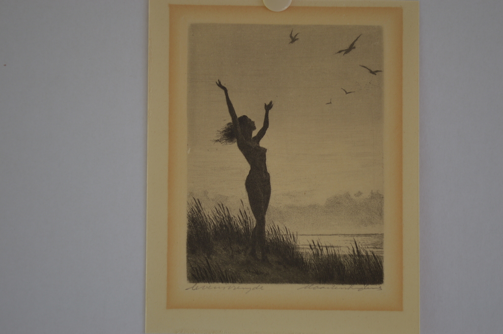 Maarten Langbroek (1918-1985) ets levensvreugde - 7 x 9 z.j.  kopen? Bied vanaf 17!