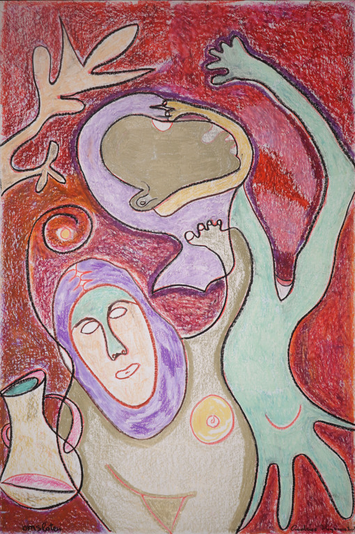 Andries Heyboer: Vetkrijt op papier, Omsloten (Groot) verkocht voor € 35!