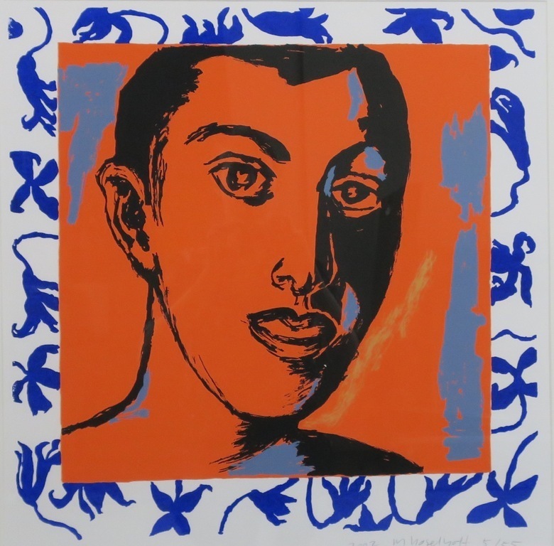 Marianne Haselhoff: Zeefdruk, Z.T. (oranje hoofd) - Ingelijst kopen? Bied vanaf 1!