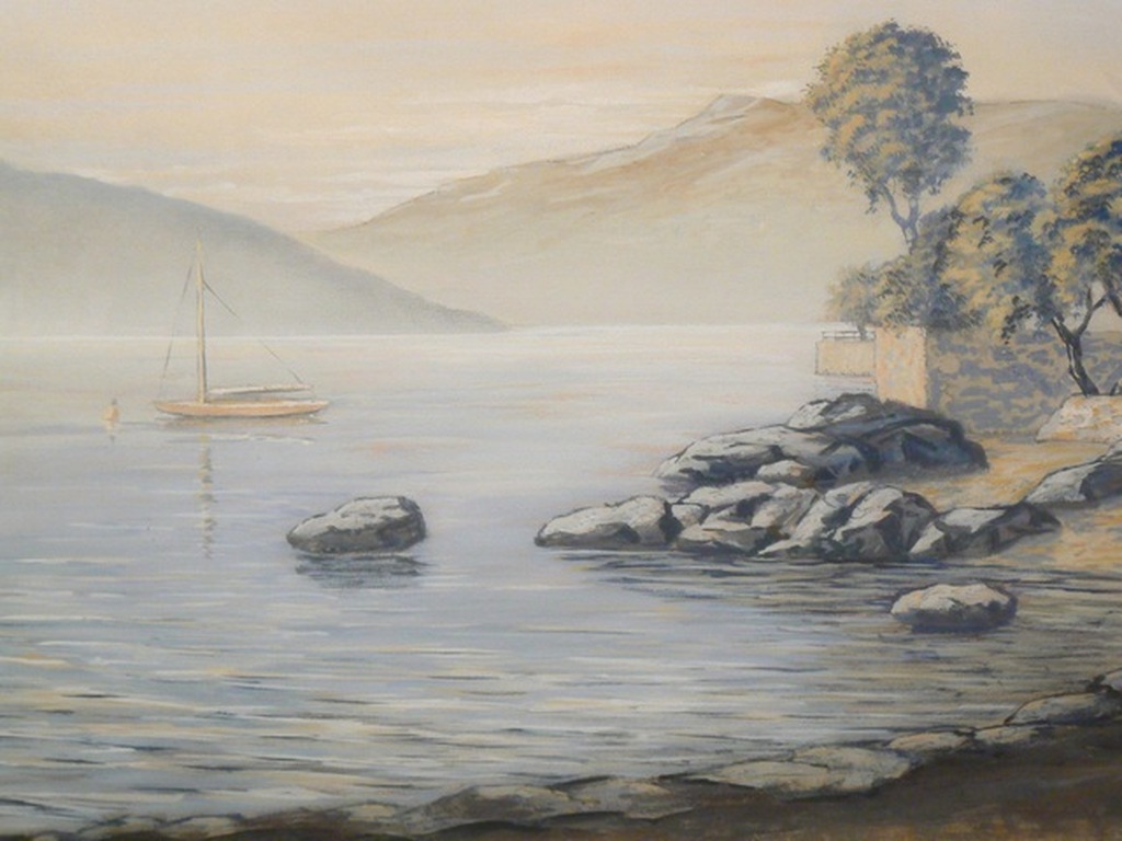 Reinder Visscher (1904-1973) -- Gouache -- Meergezicht verkocht voor € 35!