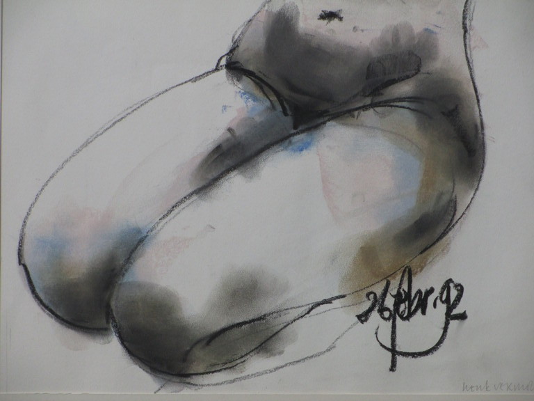 Henk Vermolen, Zittend naakt, Gemengde techniek kopen? Bied vanaf 45!