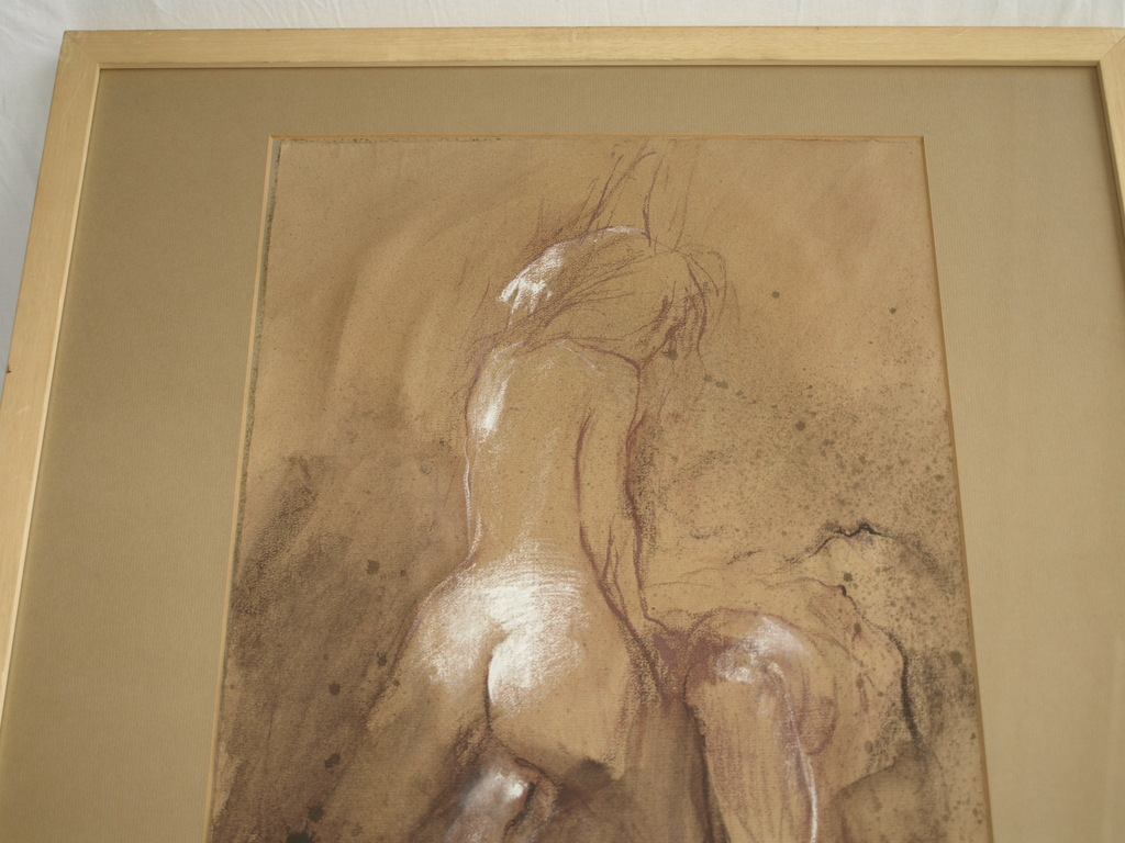 Jan Asselbergs – Krijttekening –“ EROTISCH 1 ” – Gesigneerd & ingelijst  kopen? Bied vanaf 150!