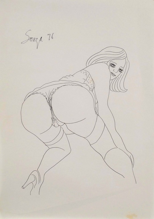 Francis Newton Souza - original ink drawing -  kopen? Bied vanaf 12500!