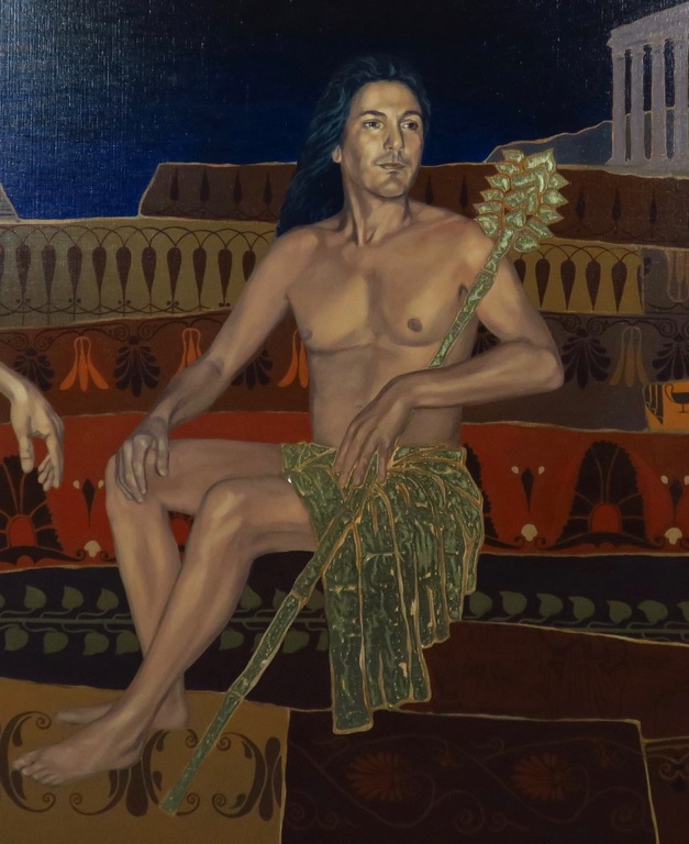 Valentin Bakardjiev: Olieverf en bladgoud op doek, Dionisius (Groot) kopen? Bied vanaf 300!