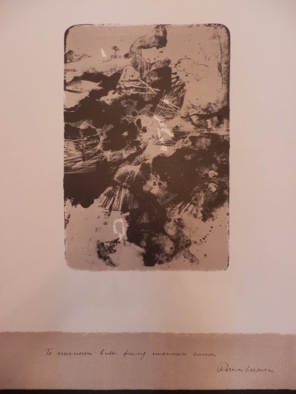 ROMAS VIESULAS  Litho  TWO UNKNOWN BULLS FACING UNKNOWN SWORDS kopen? Bied vanaf 50!