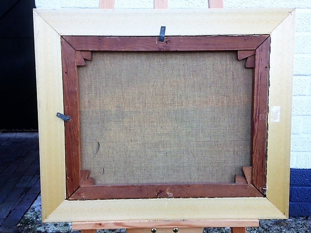 Onbekende kunstenaar (monogram De H.), olieverf op doek, Waterlandschap kopen? Bied vanaf 50!