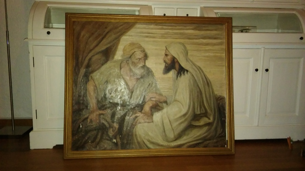 Jan Dunselman: Olieverfschilderij, Petrus en de visser  kopen? Bied vanaf 650!