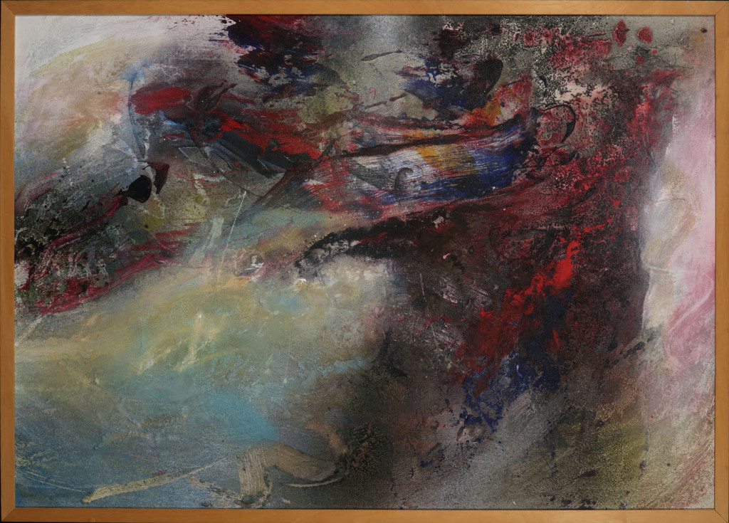 Peter Meijer: Gemengde techniek op board, Z.T. - Ingelijst verkocht voor € 100!