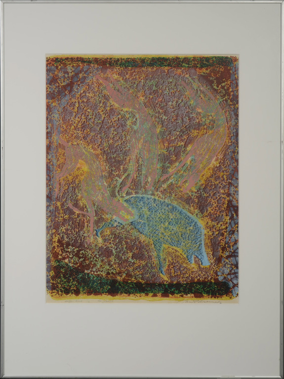 Jan Bezemer: Kleurenlitho, De jacht - Ingelijst verkocht voor € 50!