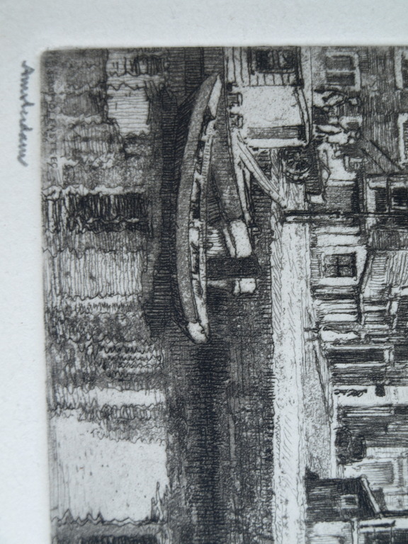 Hendrikus Elias Roodenburg : Ets – Molensteeg Amsterdam – gesigneerd – 1956 kopen? Bied vanaf 25!