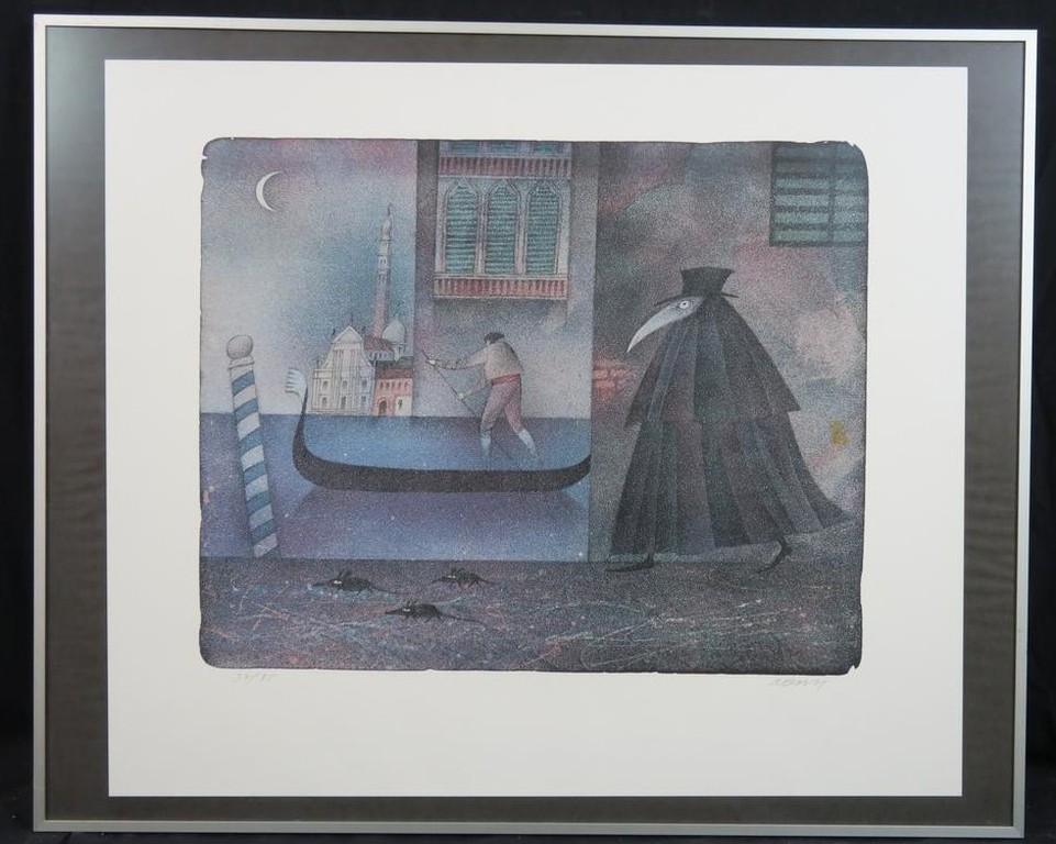 Adolf Born: Litho, Avond in Venetie - Ingelijst kopen? Bied vanaf 100!